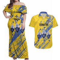 Eswatini Football Custom Couples Matching Off Shoulder Maxi Dress and Hawaiian Shirt Sihlangu Semnikati Yellow - Wonder Print Shop