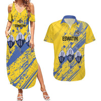 Eswatini Football Custom Couples Matching Summer Maxi Dress and Hawaiian Shirt Sihlangu Semnikati Yellow - Wonder Print Shop