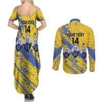 Eswatini Football Custom Couples Matching Summer Maxi Dress and Long Sleeve Button Shirt Sihlangu Semnikati Yellow - Wonder Print Shop