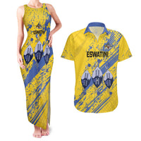 Eswatini Football Custom Couples Matching Tank Maxi Dress and Hawaiian Shirt Sihlangu Semnikati Yellow - Wonder Print Shop