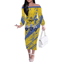 Eswatini Football Custom Family Matching Off The Shoulder Long Sleeve Dress and Hawaiian Shirt Sihlangu Semnikati Yellow - Wonder Print Shop