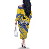 Eswatini Football Custom Family Matching Off The Shoulder Long Sleeve Dress and Hawaiian Shirt Sihlangu Semnikati Yellow - Wonder Print Shop