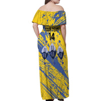 Eswatini Football Custom Family Matching Off Shoulder Maxi Dress and Hawaiian Shirt Sihlangu Semnikati Yellow - Wonder Print Shop