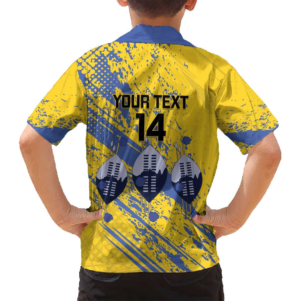 Eswatini Football Custom Family Matching Off Shoulder Short Dress and Hawaiian Shirt Sihlangu Semnikati Yellow - Wonder Print Shop