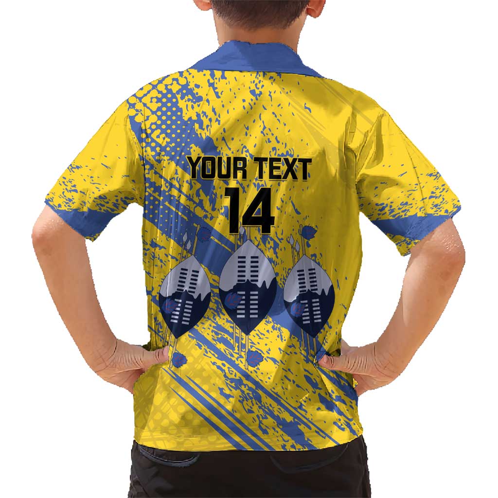 Eswatini Football Custom Family Matching Short Sleeve Bodycon Dress and Hawaiian Shirt Sihlangu Semnikati Yellow - Wonder Print Shop