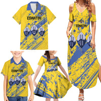 Eswatini Football Custom Family Matching Summer Maxi Dress and Hawaiian Shirt Sihlangu Semnikati Yellow - Wonder Print Shop