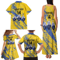 Eswatini Football Custom Family Matching Tank Maxi Dress and Hawaiian Shirt Sihlangu Semnikati Yellow - Wonder Print Shop