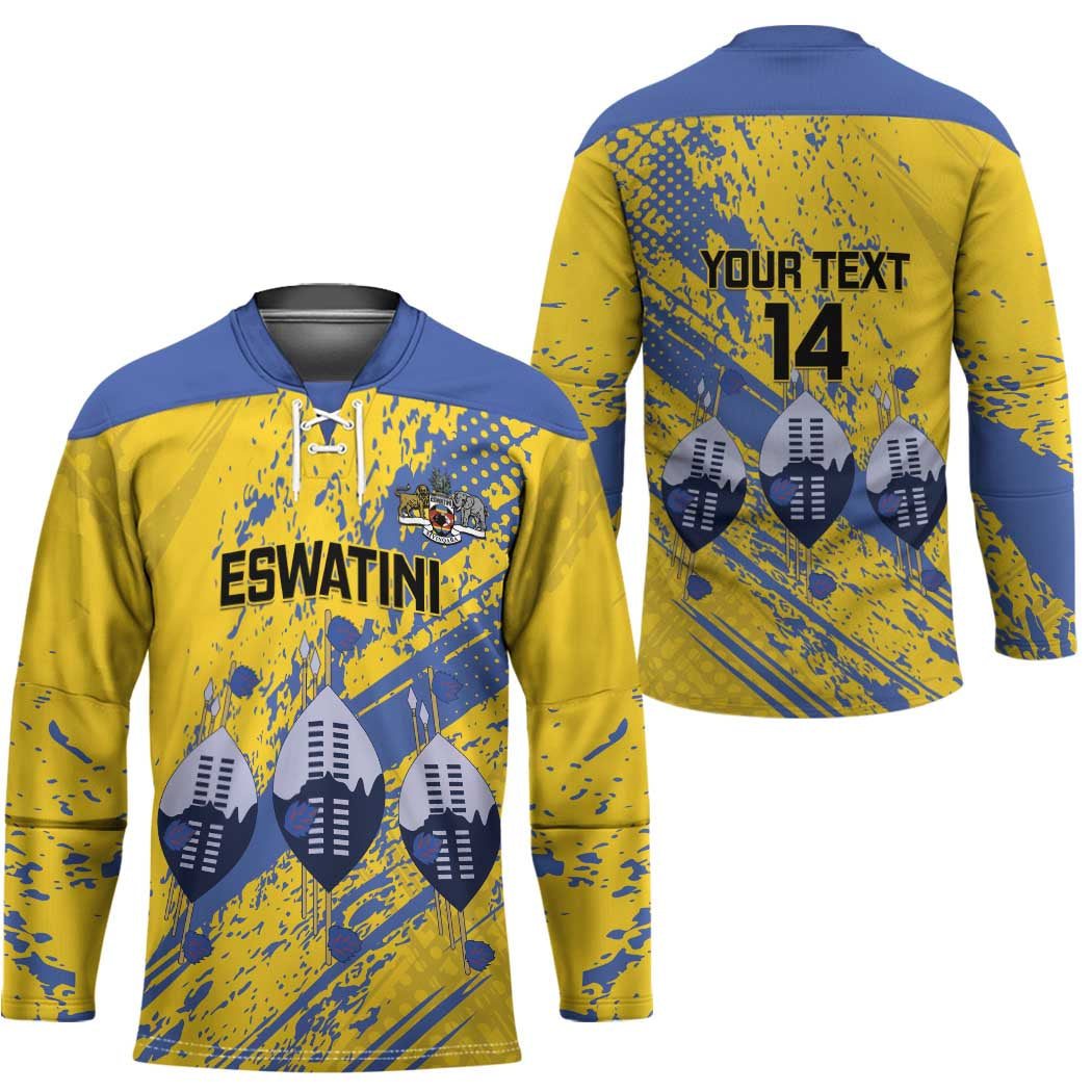 Eswatini Football Custom Hockey Jersey Sihlangu Semnikati Yellow - Wonder Print Shop