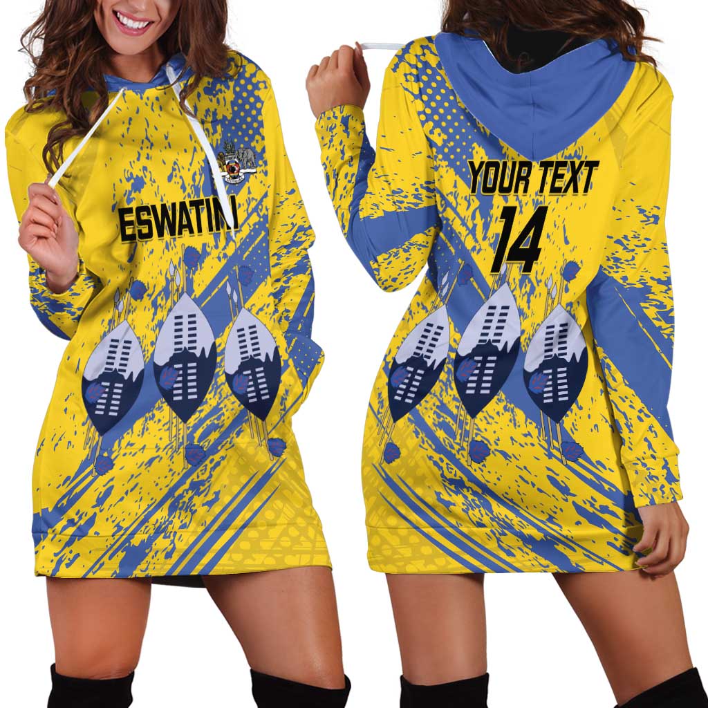 Eswatini Football Custom Hoodie Dress Sihlangu Semnikati Yellow - Wonder Print Shop