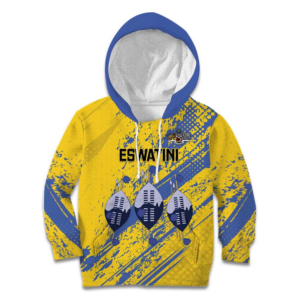 Eswatini Football Custom Kid Hoodie Sihlangu Semnikati Yellow - Wonder Print Shop