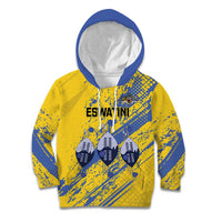 Eswatini Football Custom Kid Hoodie Sihlangu Semnikati Yellow - Wonder Print Shop