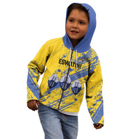 Eswatini Football Custom Kid Hoodie Sihlangu Semnikati Yellow - Wonder Print Shop