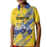 Eswatini Football Custom Kid Polo Shirt Sihlangu Semnikati Yellow - Wonder Print Shop