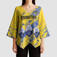Eswatini Football Custom Kimono Sleeve Blouse Sihlangu Semnikati Yellow - Wonder Print Shop