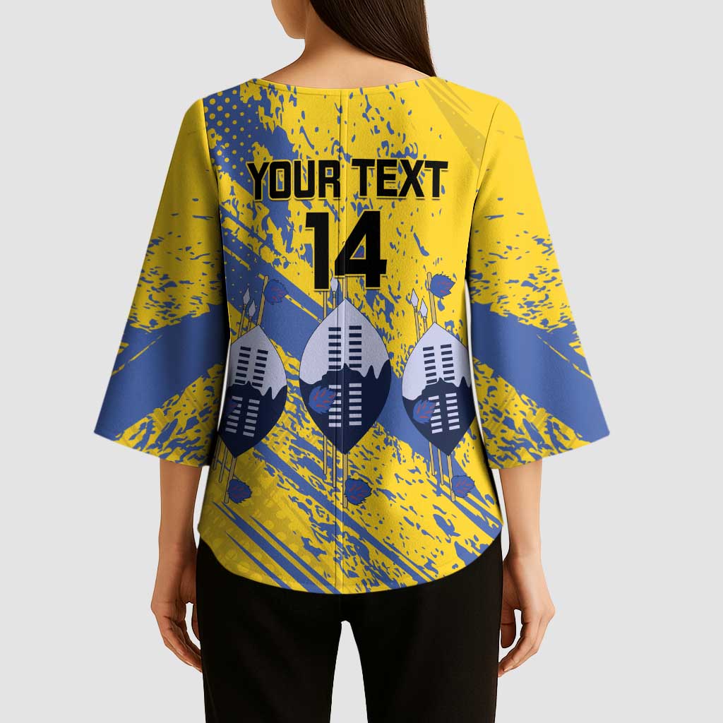 Eswatini Football Custom Kimono Sleeve Blouse Sihlangu Semnikati Yellow - Wonder Print Shop