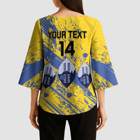 Eswatini Football Custom Kimono Sleeve Blouse Sihlangu Semnikati Yellow - Wonder Print Shop
