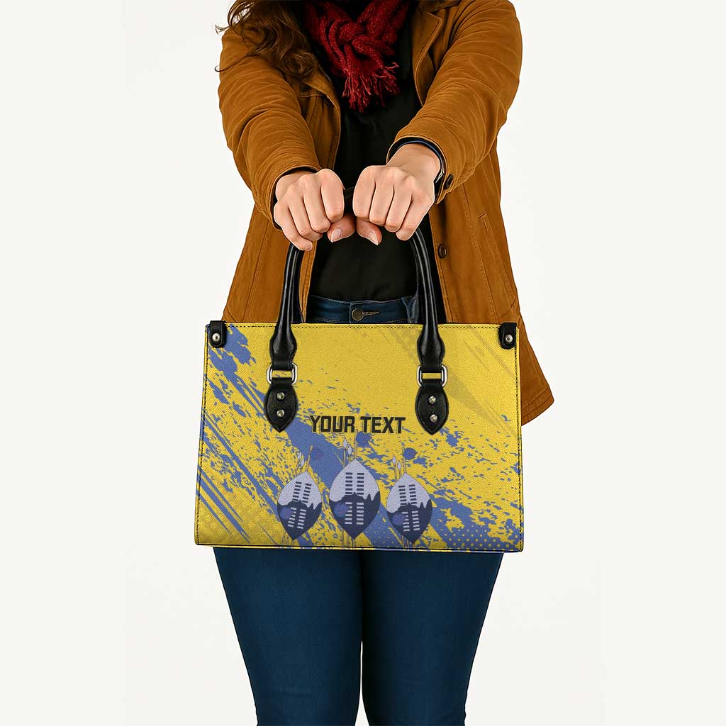 Eswatini Football Custom Leather Bag Sihlangu Semnikati Yellow - Wonder Print Shop
