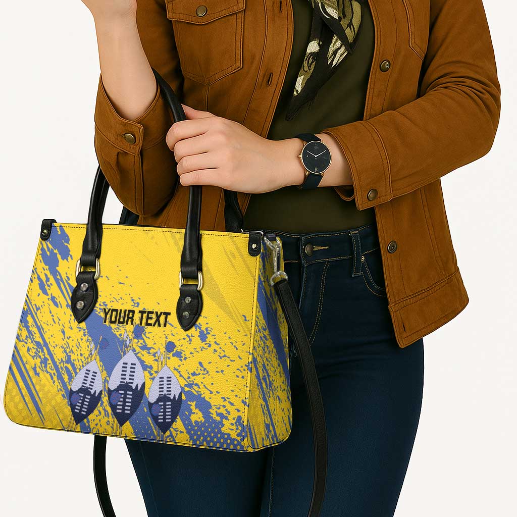 Eswatini Football Custom Leather Bag Sihlangu Semnikati Yellow - Wonder Print Shop