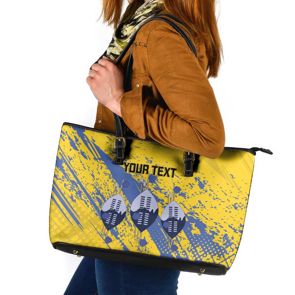 Eswatini Football Custom Leather Tote Bag Sihlangu Semnikati Yellow - Wonder Print Shop