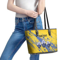 Eswatini Football Custom Leather Tote Bag Sihlangu Semnikati Yellow - Wonder Print Shop