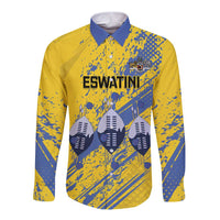 Eswatini Football Custom Long Sleeve Button Shirt Sihlangu Semnikati Yellow - Wonder Print Shop