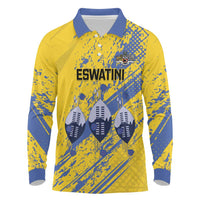 Eswatini Football Custom Long Sleeve Polo Shirt Sihlangu Semnikati Yellow - Wonder Print Shop