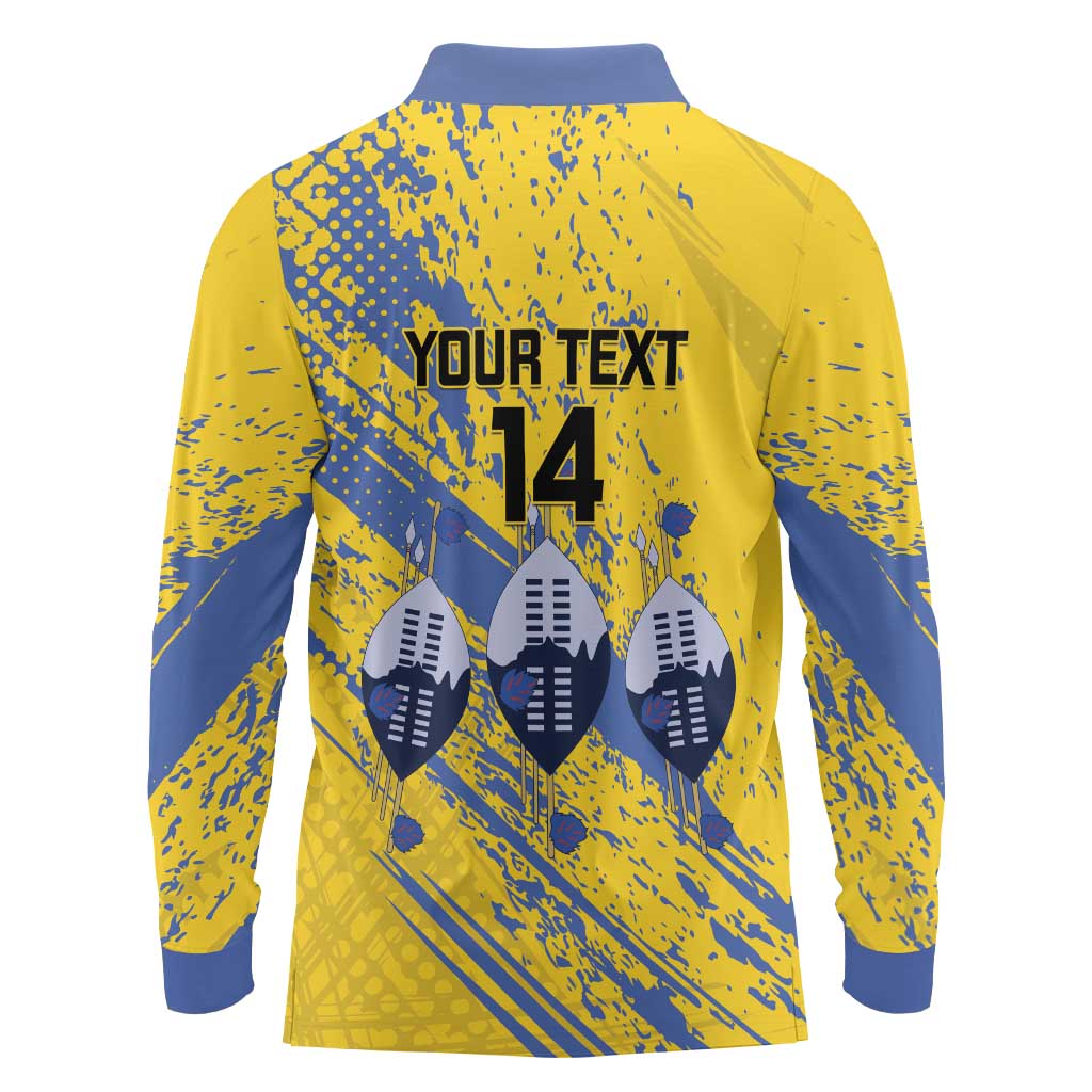 Eswatini Football Custom Long Sleeve Polo Shirt Sihlangu Semnikati Yellow - Wonder Print Shop