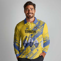 Eswatini Football Custom Long Sleeve Polo Shirt Sihlangu Semnikati Yellow - Wonder Print Shop