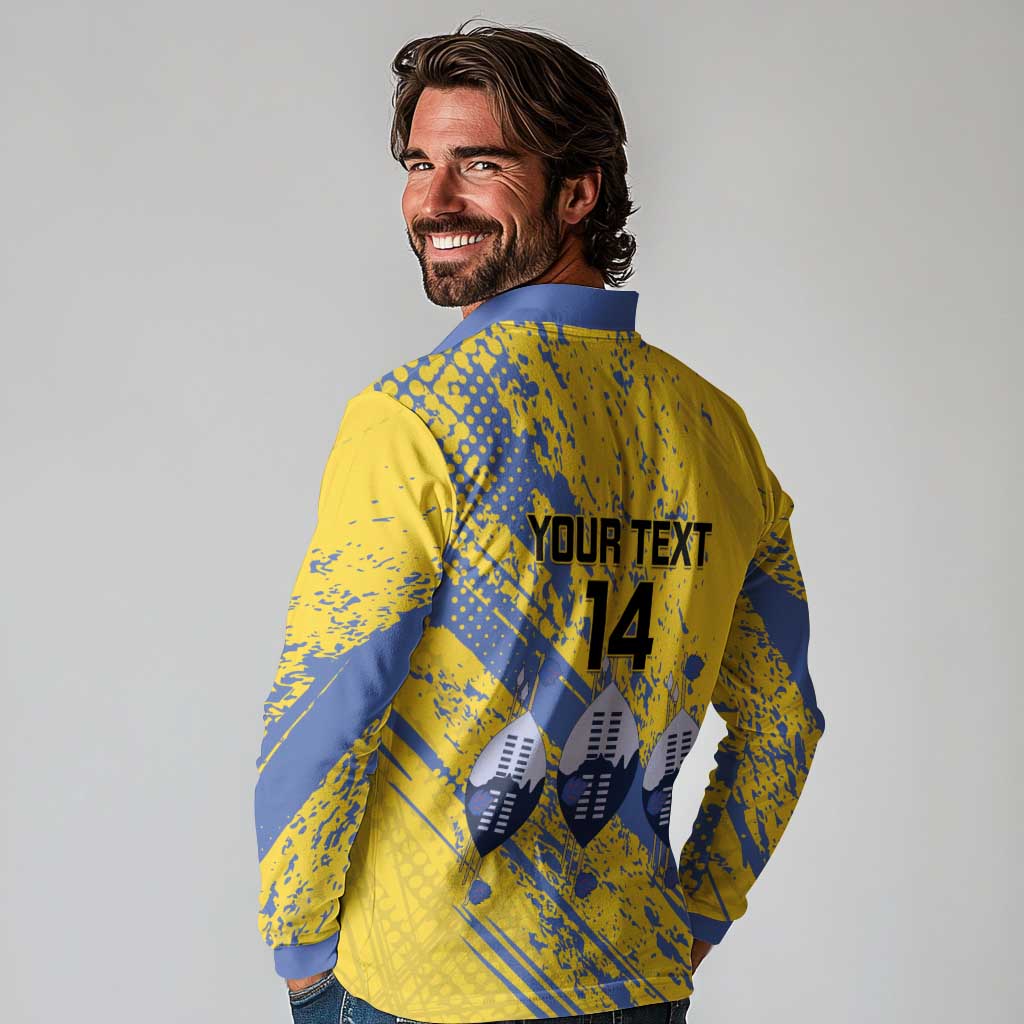 Eswatini Football Custom Long Sleeve Polo Shirt Sihlangu Semnikati Yellow - Wonder Print Shop