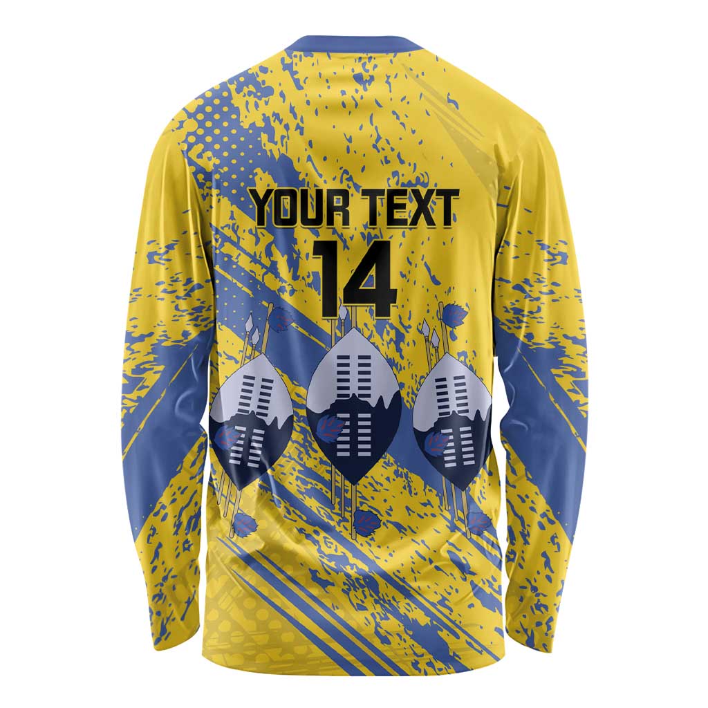Eswatini Football Custom Long Sleeve Shirt Sihlangu Semnikati Yellow - Wonder Print Shop