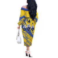 Eswatini Football Custom Off The Shoulder Long Sleeve Dress Sihlangu Semnikati Yellow - Wonder Print Shop