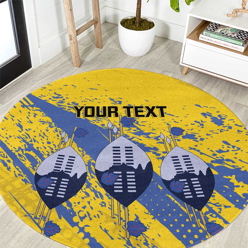 Eswatini Football Custom Round Carpet Sihlangu Semnikati Yellow - Wonder Print Shop