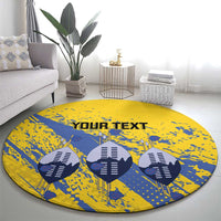 Eswatini Football Custom Round Carpet Sihlangu Semnikati Yellow - Wonder Print Shop