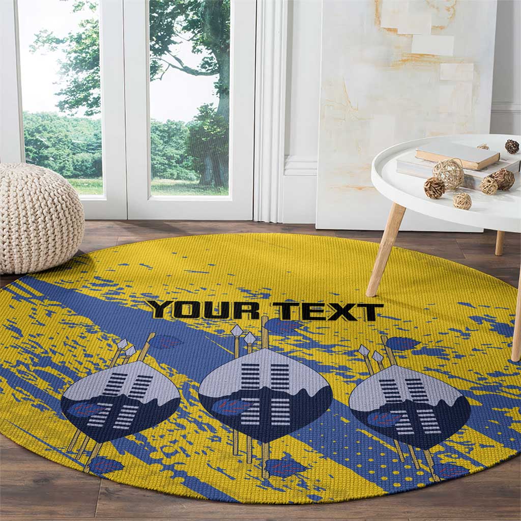 Eswatini Football Custom Round Carpet Sihlangu Semnikati Yellow - Wonder Print Shop