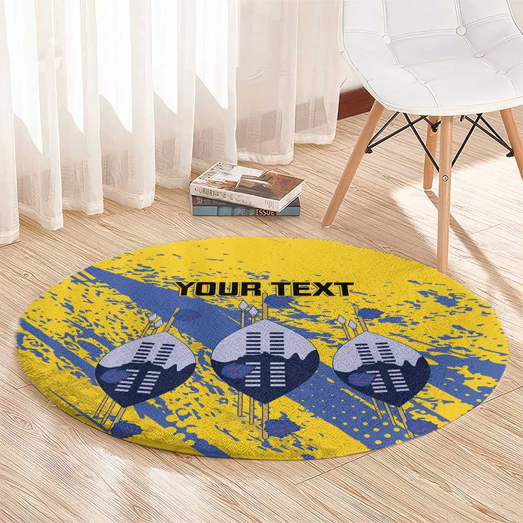 Eswatini Football Custom Round Carpet Sihlangu Semnikati Yellow - Wonder Print Shop