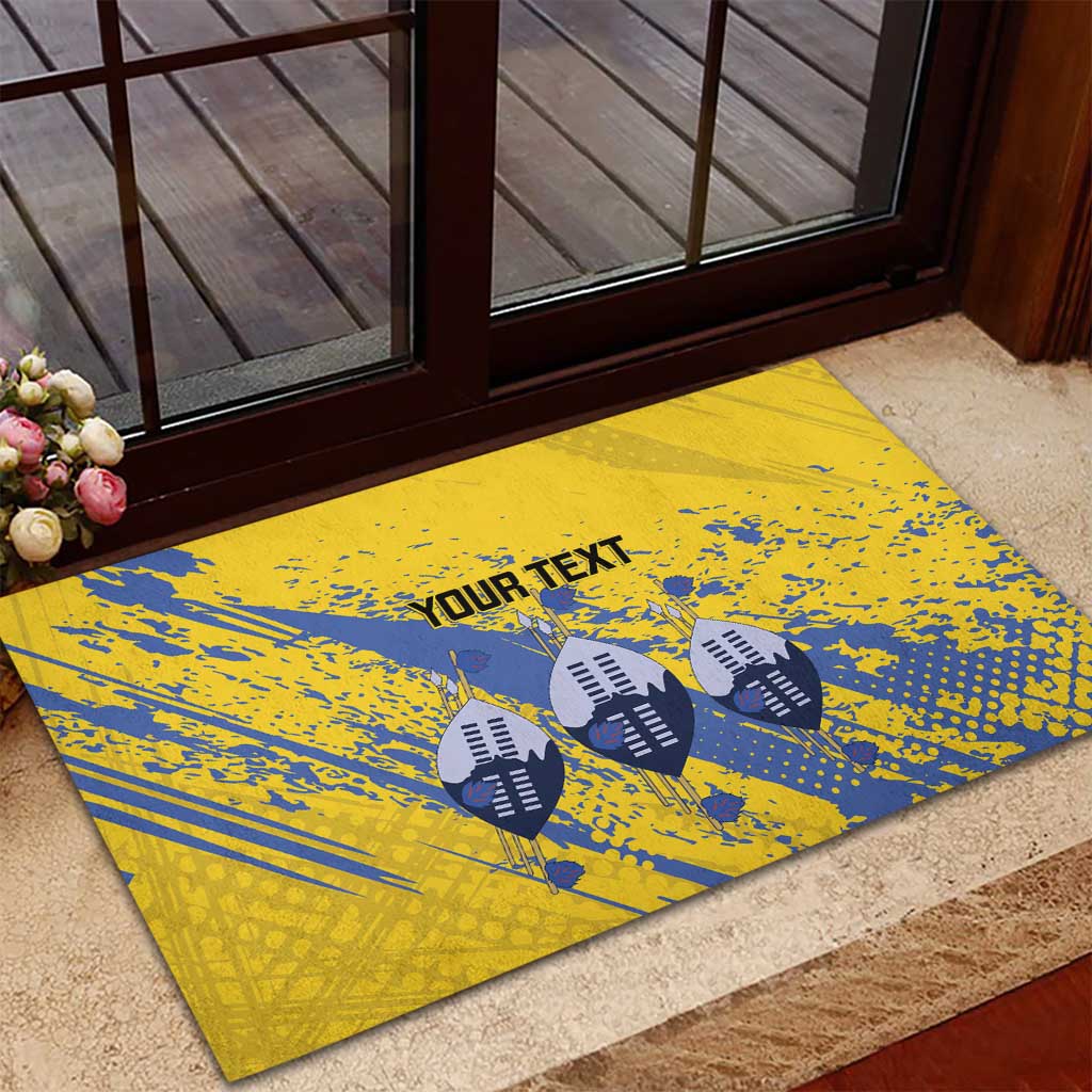 Eswatini Football Custom Rubber Doormat Sihlangu Semnikati Yellow - Wonder Print Shop