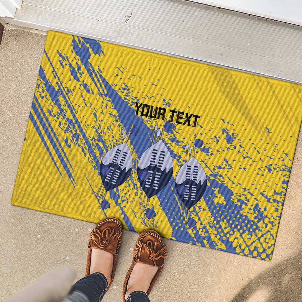 Eswatini Football Custom Rubber Doormat Sihlangu Semnikati Yellow - Wonder Print Shop