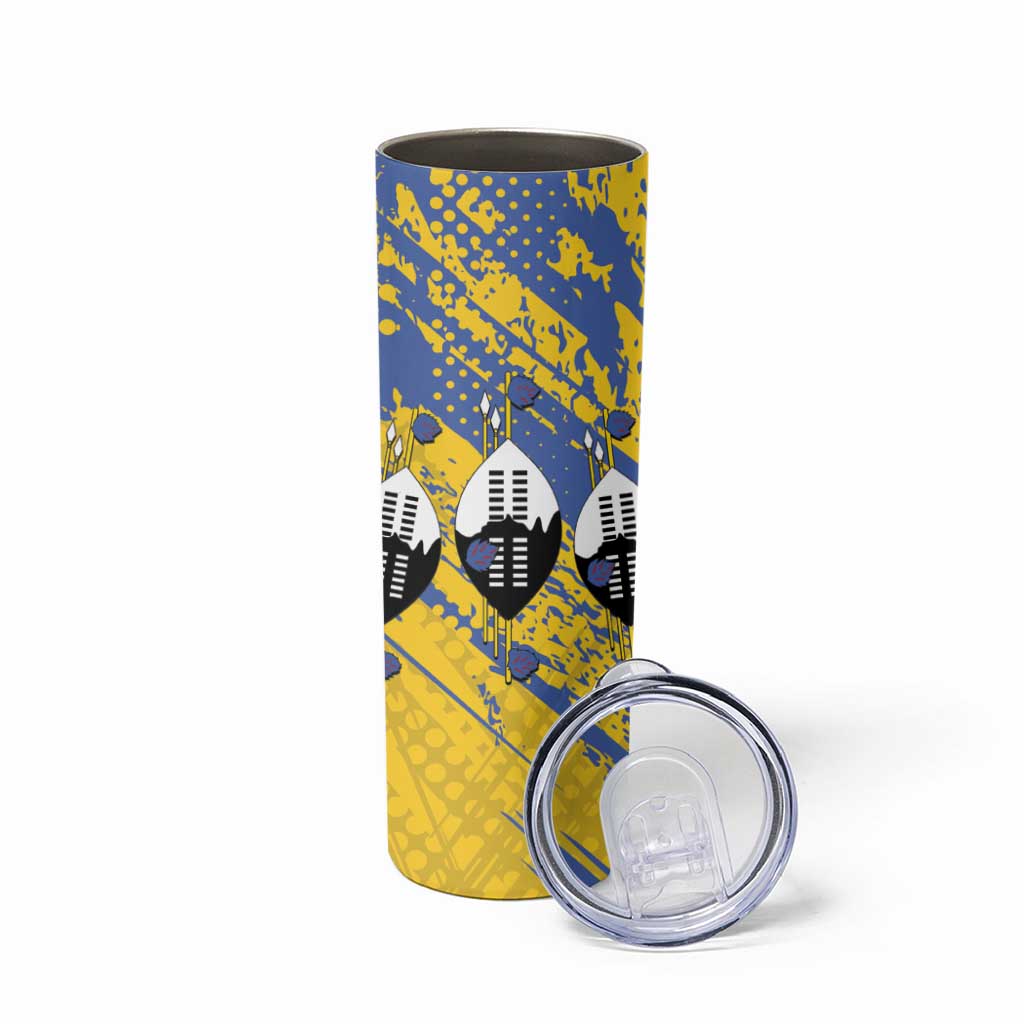 Eswatini Football Custom Skinny Tumbler Sihlangu Semnikati Yellow - Wonder Print Shop