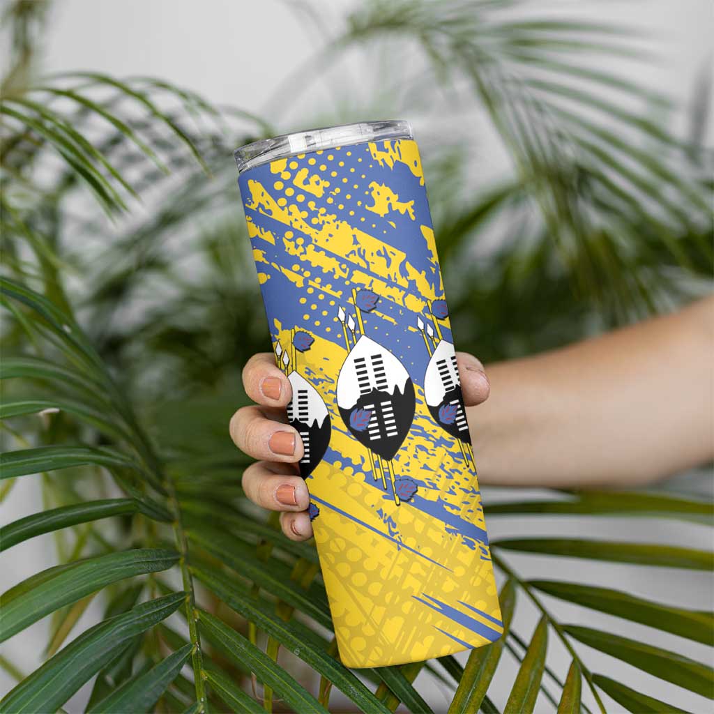 Eswatini Football Custom Skinny Tumbler Sihlangu Semnikati Yellow - Wonder Print Shop