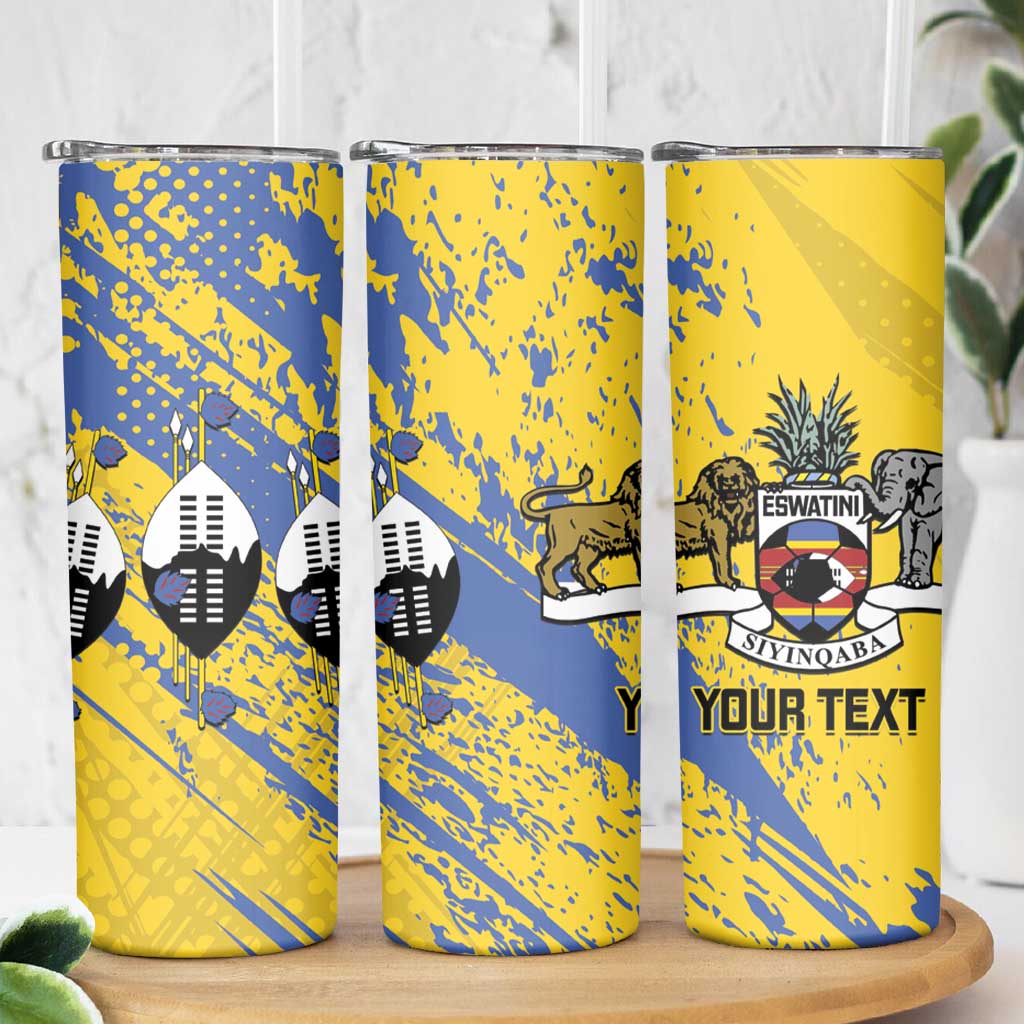 Eswatini Football Custom Skinny Tumbler Sihlangu Semnikati Yellow - Wonder Print Shop