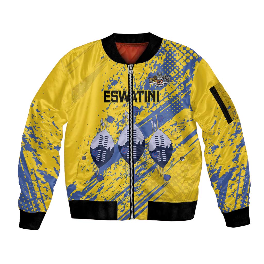 Eswatini Football Custom Sleeve Zip Bomber Jacket Sihlangu Semnikati Yellow - Wonder Print Shop