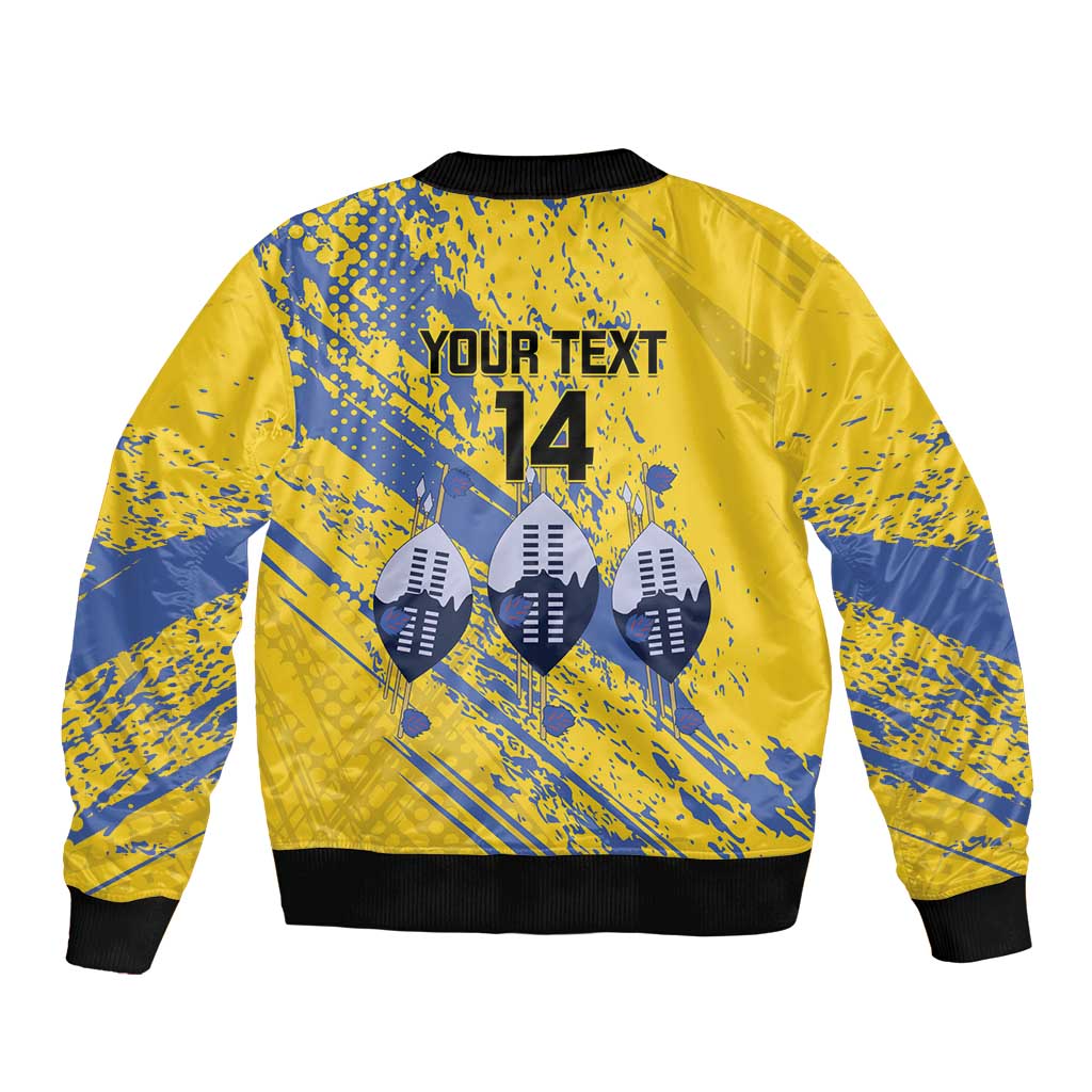 Eswatini Football Custom Sleeve Zip Bomber Jacket Sihlangu Semnikati Yellow - Wonder Print Shop
