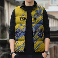 Eswatini Football Custom Sleeveless Puffer Jacket Sihlangu Semnikati Yellow - Wonder Print Shop