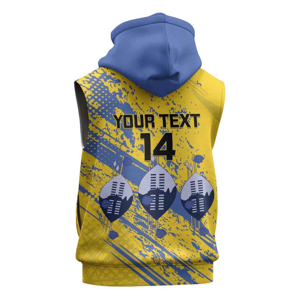 Eswatini Football Custom Sleeveless Zip Hoodie Sihlangu Semnikati Yellow - Wonder Print Shop
