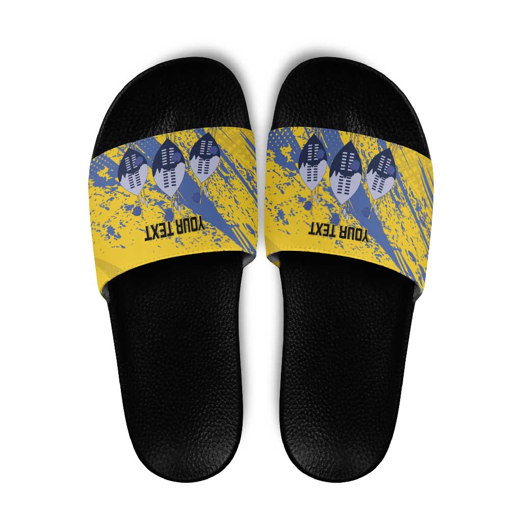 Eswatini Football Custom Slide Sandals Sihlangu Semnikati Yellow - Wonder Print Shop