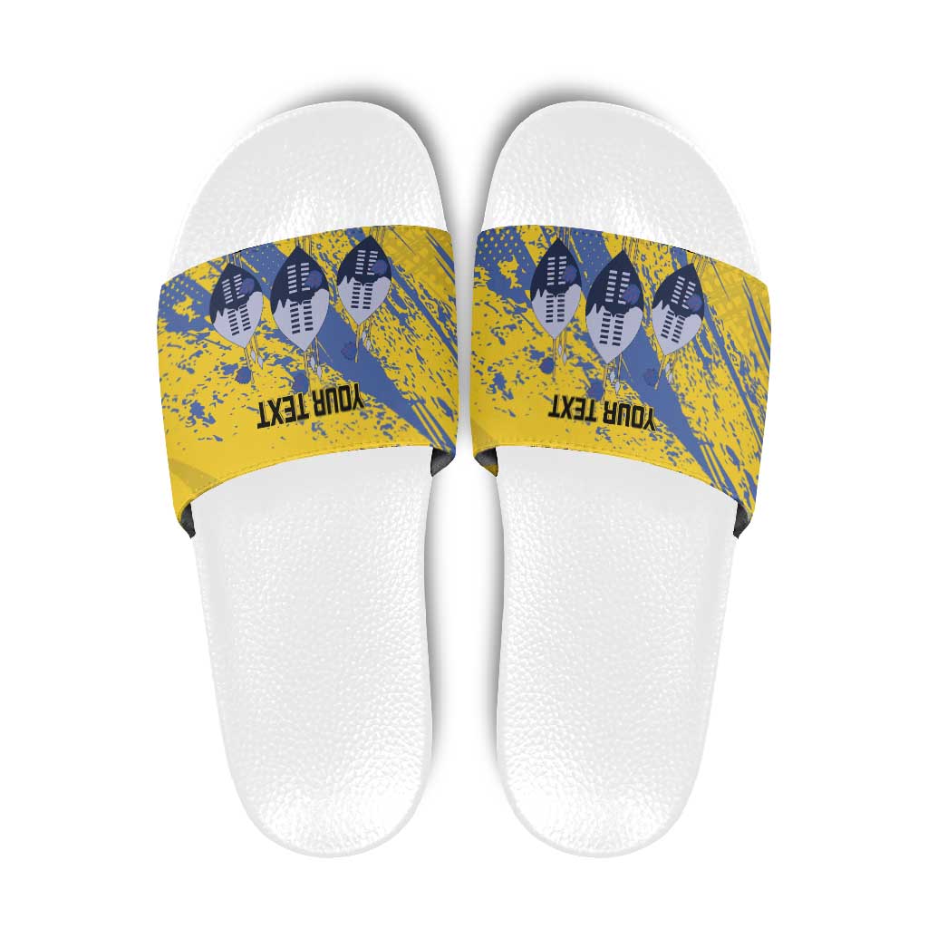 Eswatini Football Custom Slide Sandals Sihlangu Semnikati Yellow - Wonder Print Shop