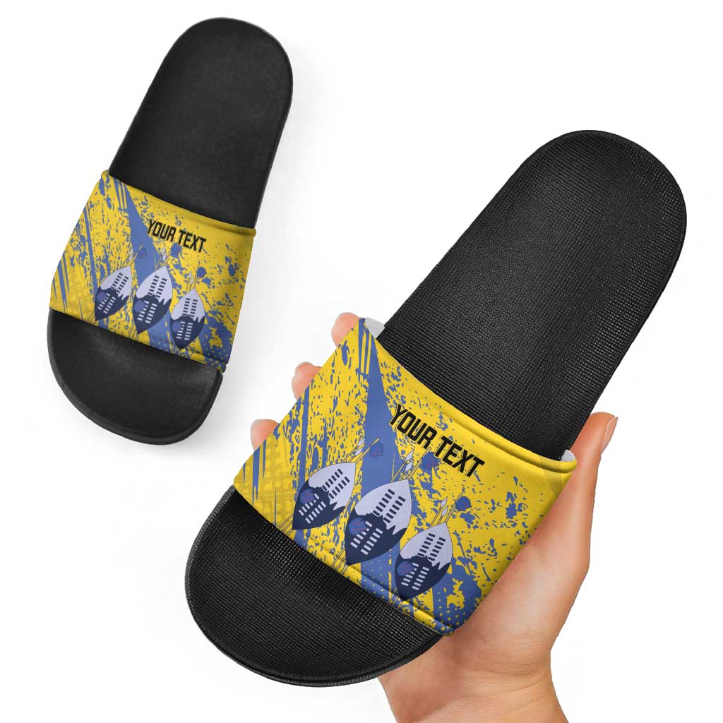 Eswatini Football Custom Slide Sandals Sihlangu Semnikati Yellow - Wonder Print Shop