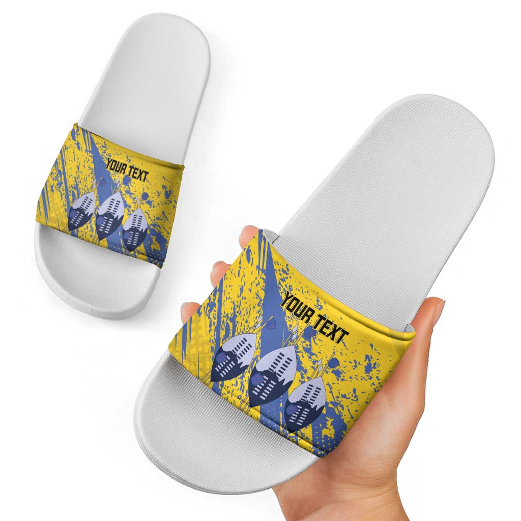 Eswatini Football Custom Slide Sandals Sihlangu Semnikati Yellow - Wonder Print Shop