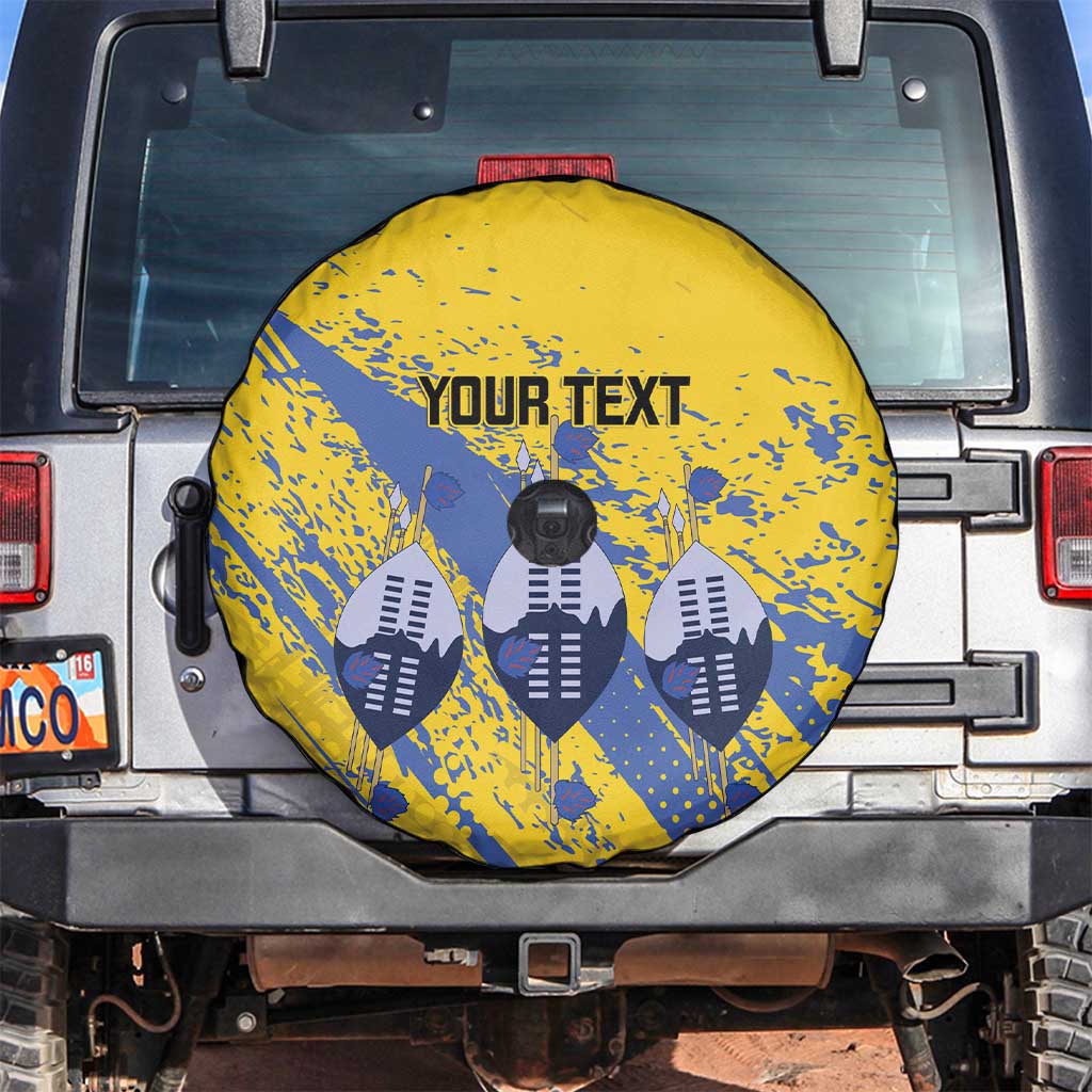 Eswatini Football Custom Spare Tire Cover Sihlangu Semnikati Yellow - Wonder Print Shop
