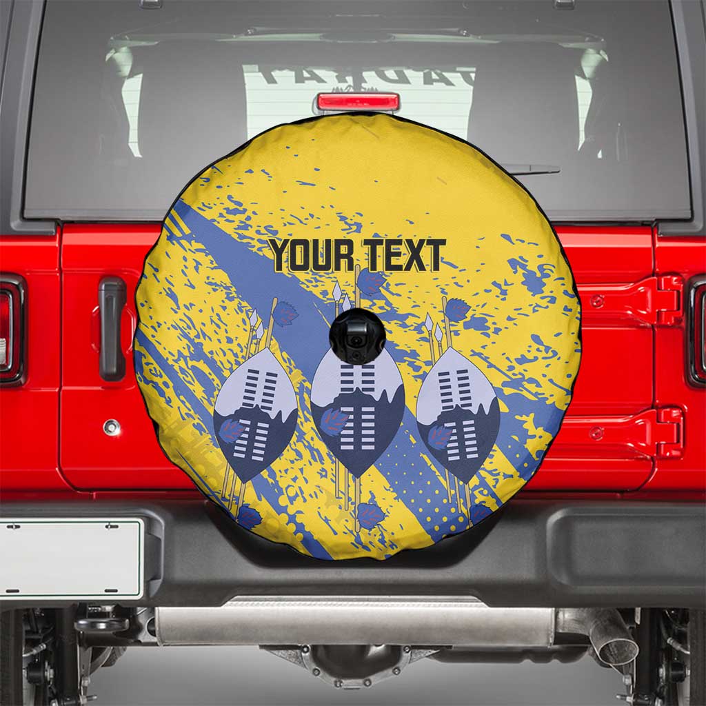 Eswatini Football Custom Spare Tire Cover Sihlangu Semnikati Yellow - Wonder Print Shop